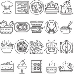Food black line icons