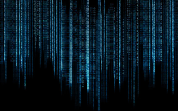 black blue binary system code background