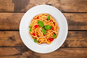 Spaghetti, pasta, plate.