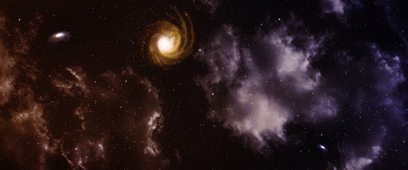 Space panorama with nebula and galaxy.