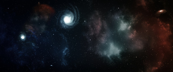 Space panorama with nebula and galaxy.