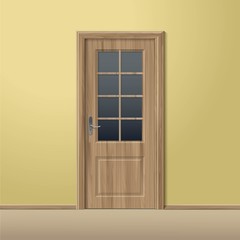 Vector Wood Closed Door with Frame Isolated