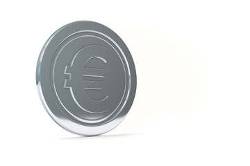 3D Euro Isolated Coin. Money or Cash concept.