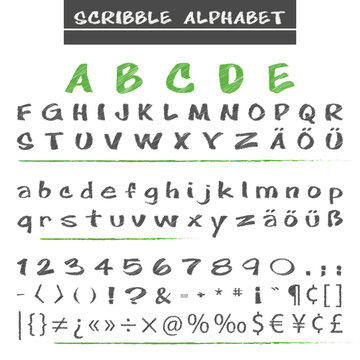 Scribble Schrift | Alphabet | Buchstaben | Satzzeichen