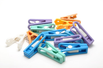 Colorful clothespin on a white background