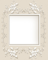 Background with floral decoration and ornamental frame with place for text.
