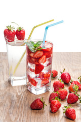 two glasses of strawberry cocktail