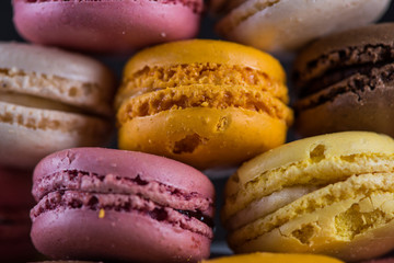 Vibrant fresh macaroons background
