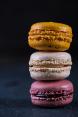 Stack of vibrant tasty macaroons