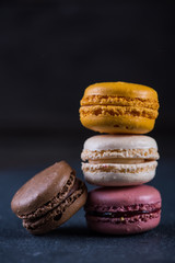 Stack of vibrant tasty macaroons