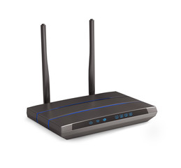 Wireless Router with the antenna, white background
