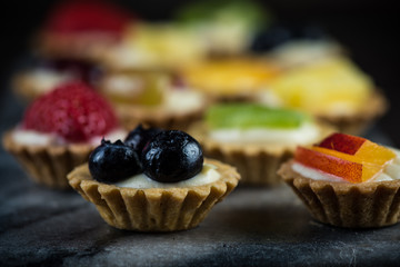 Mini pastry tartlets with fresh fruits