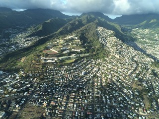 Aerial view of Kamehameha School, Kapalama Heights and Liliha Valley