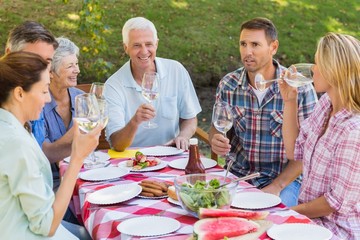 Happy family having picnic in the park 