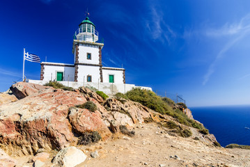 Fototapeta na wymiar Santorini lighthouse, Greek Islands, Greece