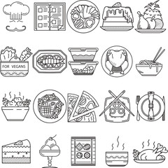 Food black line vector icons