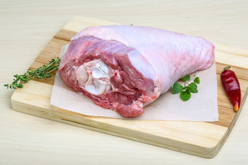 Raw turkey leg
