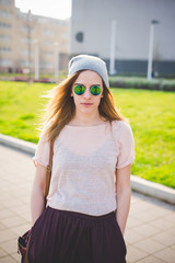 young beautiful blonde hipster woman