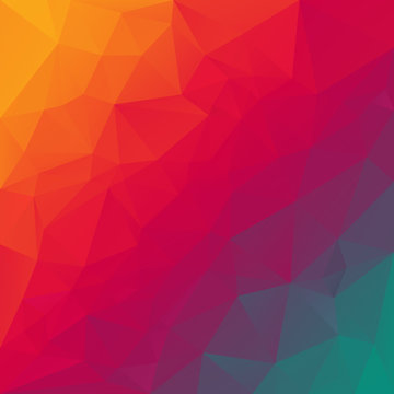 vector polygonal background triangular design in rainbow spectrum colors - orange, red, blue