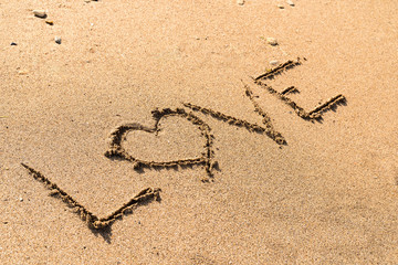 Love Word On Ocean Beach Sand