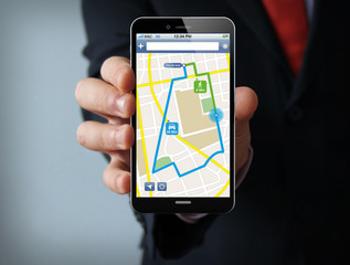 navigation application businessman smartphone
