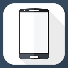 Smart phone icon with long shadow