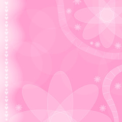 Fototapeta na wymiar Romanti pink background with flowers and hearts