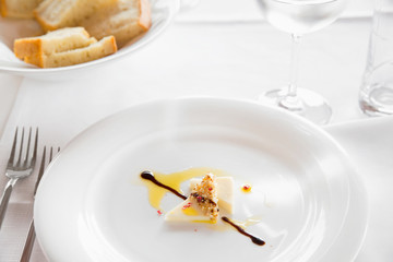 A delicious cheese in soy sauce and olive oil/Dinner