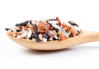 rice mix in a wooden spoon