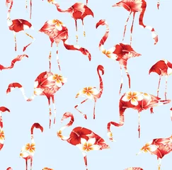 Papier Peint photo Flamingo flamingo floral pattern