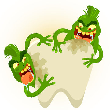 cartoon germs destroying a tooth