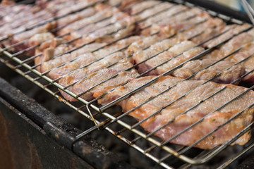 juice meat steak in grilled barbecue