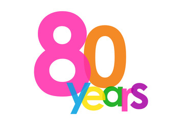 Fototapeta premium OVERLAPPING NUMBERS VECTOR ICON – 80 years