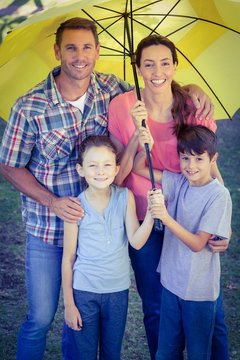 Happy family in the park together