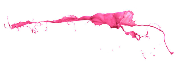Fototapeta na wymiar Pink paint splashing isolated on white background