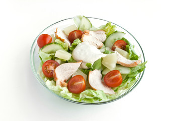 salad with chicken and fresh vegetables