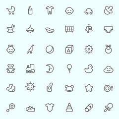 Baby icons, simple and thin line design