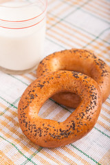 two bread-ring with milk