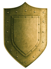 Gold coat of arms shield isolated with clipping path included