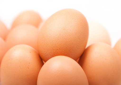 fresh yellow chicken eggs in group