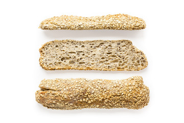oat bread three sided view on white