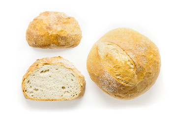 white bread three sided view on white