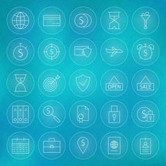 Banking Finance Business Money Lifestyle Circle Line Icons Set
