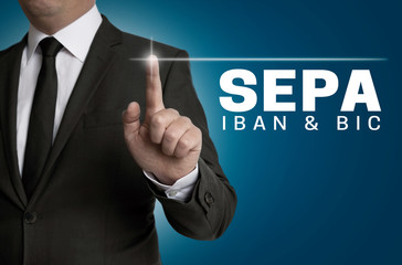 SEPA touchscreen is operated by businessman