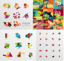 Mega collection of paper graphic banners, labels