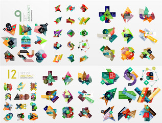 Fototapeta na wymiar Set of abstract paper elements, infographics templates
