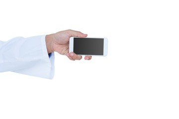  Doctor holding a mobile phone