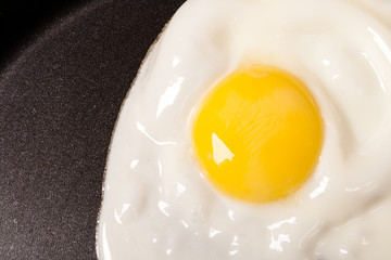 Fried egg with one yolk in pan