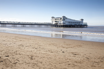 The Grand pier and beach at Weston Super Mare, Somerset