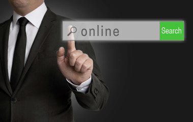 Online internet browser is operated by businessman